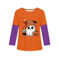 thumbnail image 6 of Halloween Cute Tops for Girls Size 7-8 Long Sleeve Cute Casual Cartoon Pumpkin Ghost Bat Tee Festival Tween Girls Trendy Clothes Crew Neck Halloween Costumes Saffron 3-4 Years, 6 of 7