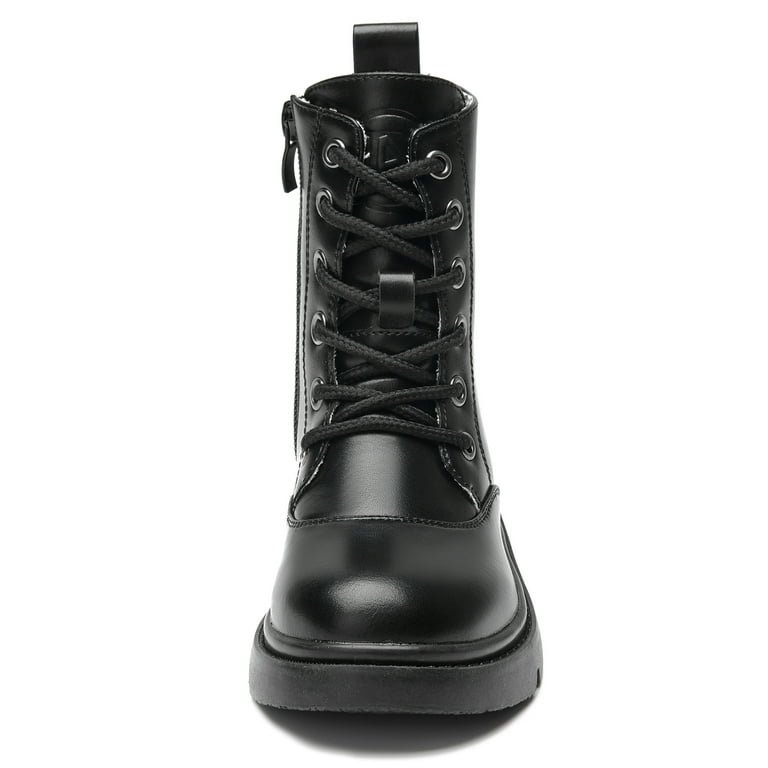 kids black combat boots