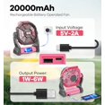 thumbnail image 2 of Ventilador de camping DOWILLDO de 2000 mAh con linterna LED de 10000 mAh, color rosa, 2 of 9