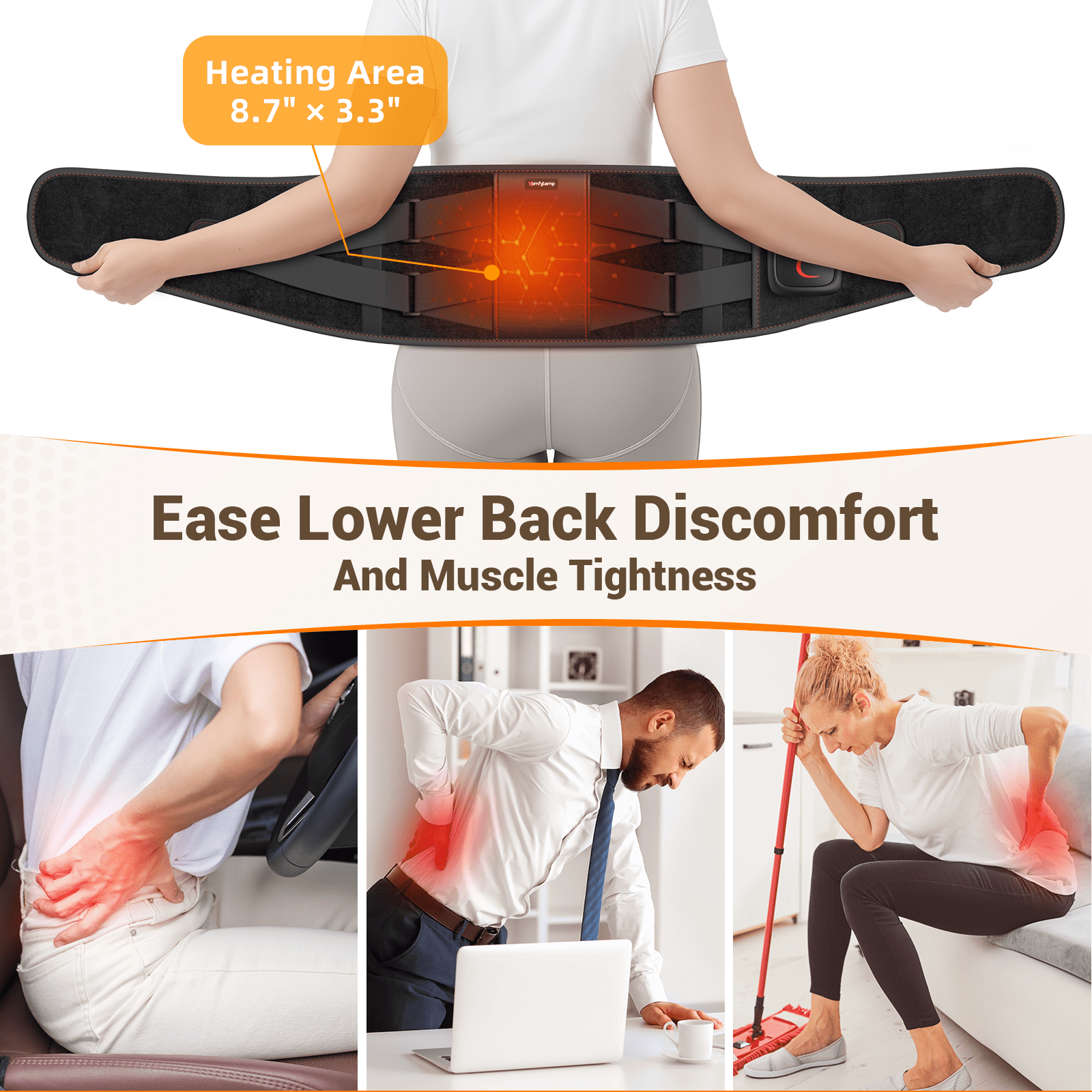 Comfytemp Cordless Infrared Heating Pad for Back & Waist, Home Office Use, Ideal Gift
