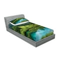 thumbnail image 2 of Ambesonne Landscape Fitted Sheet & Pillow Sham Set, Zelenci Pond Slovenia, Twin, Green Aqua, 2 of 2