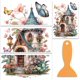 thumbnail image 1 of Juego de 3 láminas de calcomanías para manualidades, 30x15 cm (12x6 pulgadas), PVC, reutilizables e impermeables. Diseño floral con espátula., 1 of 9