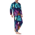 thumbnail image 2 of Balery Colorful Tropical Leaves Pijama para Hombre de Dos Piezas con Manga Larga, Conjunto de Dormir y Descanso Suave con Bolsillos-X-Large, 2 of 7