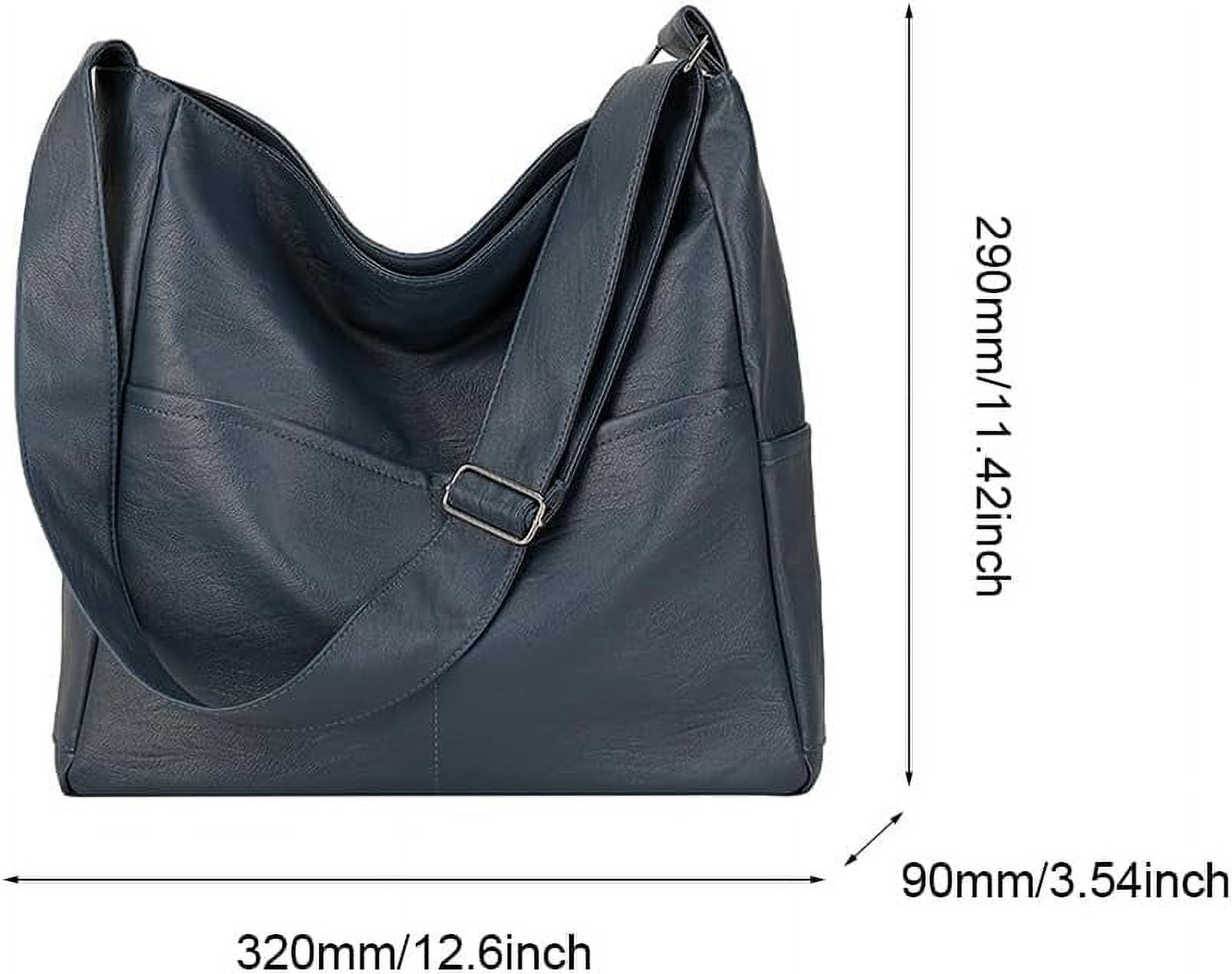 Kukuzhu Faux Leather Tote Bag with Pockets Women Shoulder Bag College Tote Bag Hobo Crossbody Bag for Work Travel