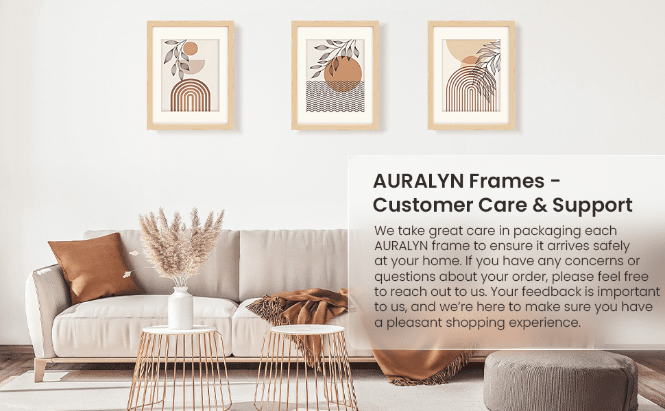 AURALYN 11x14 Picture Frame Set of 3 – Fits 8x10 with Mat or 11x14 Without Mat – Easy to Hang, Finger-Friendly, Includes Hanging Kit (Classic Wood Grain, 3 Pack)