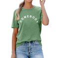 thumbnail image 3 of Xuanfei Women Homebody Letter Crew Neck Short Sleeve Pullover Solid Color T-Shirt, 3 of 7