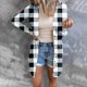 thumbnail image 1 of Puntoco chaqueta de mujer moda mujer Casual bolsillos impreso manga larga tops chaqueta abrigo a cuadros liquidación de Navidad Puntoco Puntoco-2237, 1 of 6