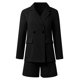 thumbnail image 4 of Conjunto de dos piezas de lino para mujer: chaqueta de manga larga con botones y pantalones cortos de cintura alta, 4 of 5