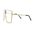 thumbnail image 3 of Womens Rhinestone Shield Lace Mesh Lens Luxury Metal Rim Sunglasses Gold Blue, 3 of 4