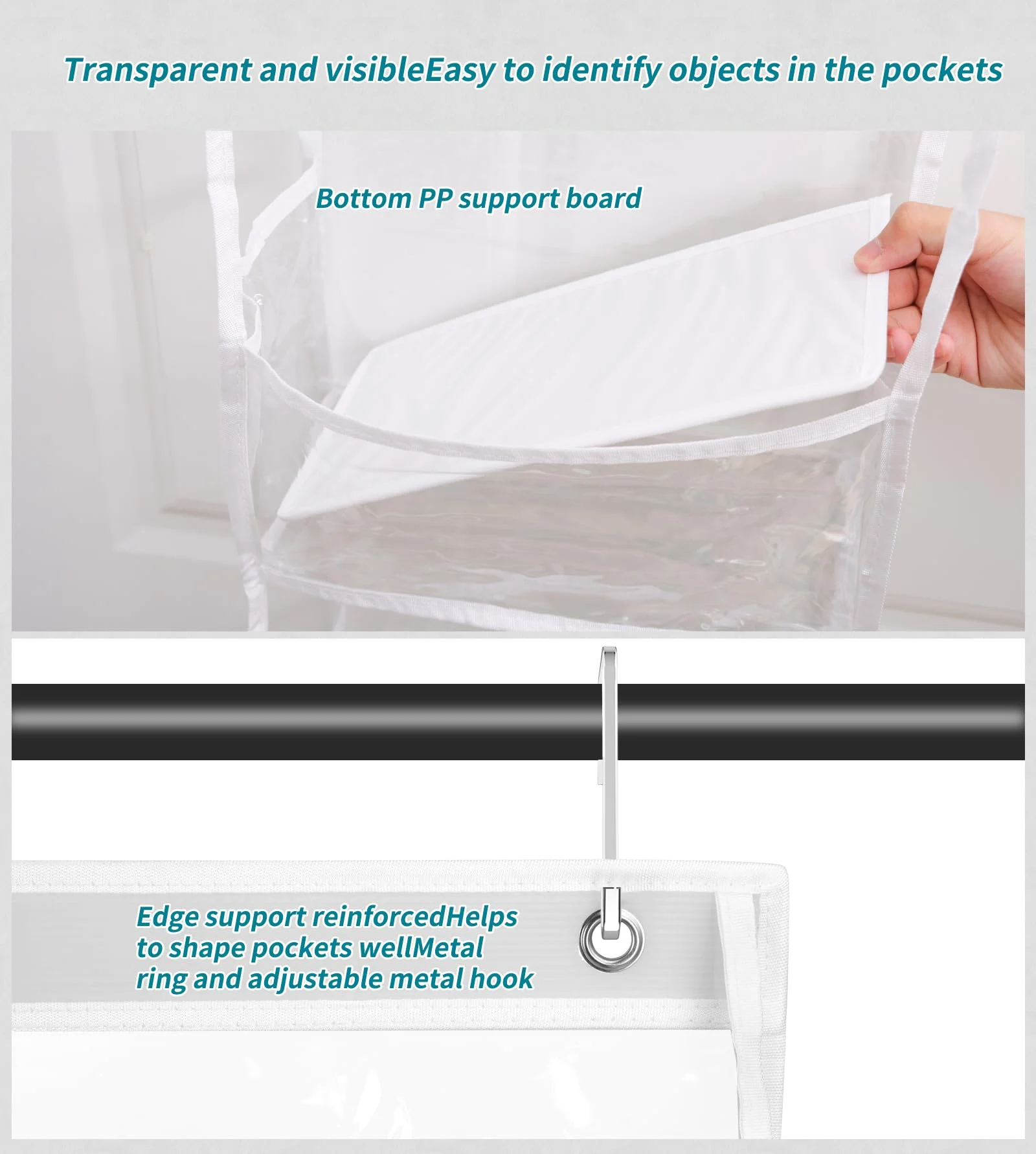 Bevtee 2-Pack Over-the-Door Organizer, 5-Shelf with Clear Pockets photo 5