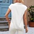 thumbnail image 4 of ClodeEU Women's Satin Tie Neck Top with Flutter Sleeves ,Casual Solid Color Short Sleeve Blous White,Womens Plus XL, 4 of 5