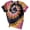 Brown, variant on Women's T Shirts Round Neck Tie Dye Print Short Sleeve Loose Summer Top Tees for Women Brown L