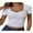 White, variant on Kmbangi Women Short Sleeve Crop Tops Solid Color Knit Rib Sweetheart Neckline T-Shirts Summer Slim Fit Shirts Streetwear