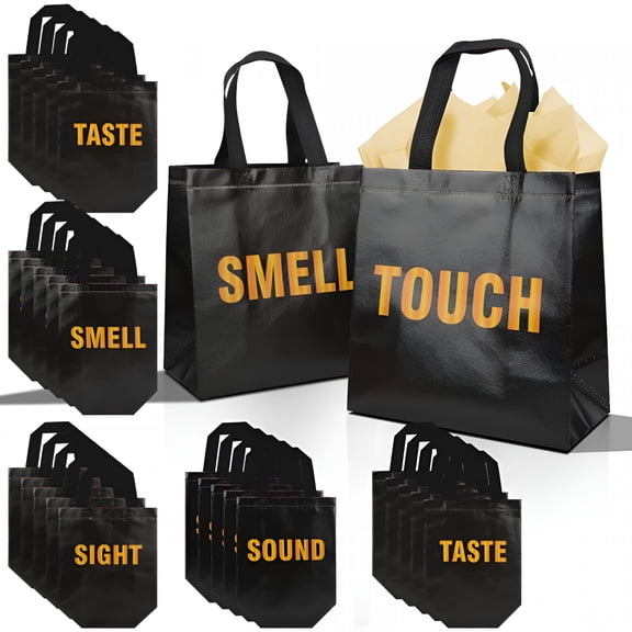 CCOCC 20pcs five-sense themed birthday gift decoration bags, including taste, touch, hearing, smell, and vision, suitable for weddings, birthdays, Christmas, Valentine's Day, Father's Day