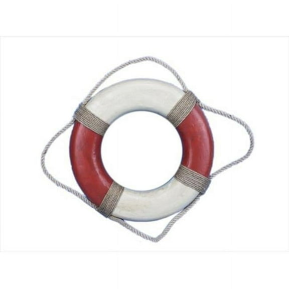 Handcrafted Model Ships  Antique Red and White Decorative Lifering 10 in.