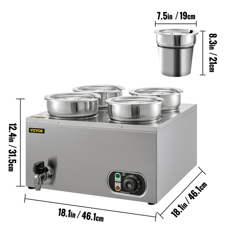 VEVOR Commercial Soup Warmer 7.4 qt. 300-Watt Electric Food Warmer