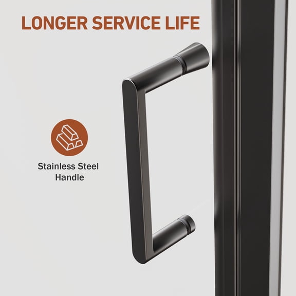 34"W x 72"H Frameless Folding Pivot Shower Door, 1/4" Glass, Matte Black
