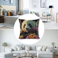 thumbnail image 3 of panda bear flowers butterflies Linen toss pillowcase decoration pillowcase gifting preferred 20x20 inch cushion cover 4 sets sofa pillowcase sofa bedroom living room car, 3 of 8