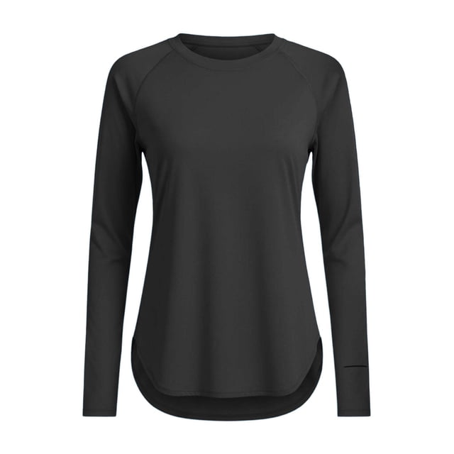 DAFEI Haut de Sport pour Femmes à Manches Longues, Col Rond, Séchage Rapide, Vêtement de Protection contre le Soleil, Randonnée et Course