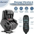 thumbnail image 4 of Large Dual Motor Lay Flat Power Lift Recliner Chair with Extended Footrest, Heat Massage, Oversized Electric Recliner for Big Tall Elderly, Lumbar Pillow, USB & Type-C Ports, Gray, 4 of 7