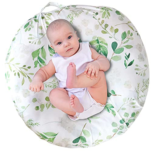 Newborn Lounger Pillow Cover Infant Removable Slipcover 2Pack,Snugly Fit Infant Lounger for Baby Botanical Floral & Green Leaf Lounger Cover for Boys Girls Breathable & Reusable 
