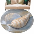 thumbnail image 2 of Ocean Shell Round Living Room Rugs 6 ft, Coastal Spray Washable Area Rug with Non-Slip Sturdy Edge Binding Round Carpet for Kitchen Office Bedroom, 2 of 9