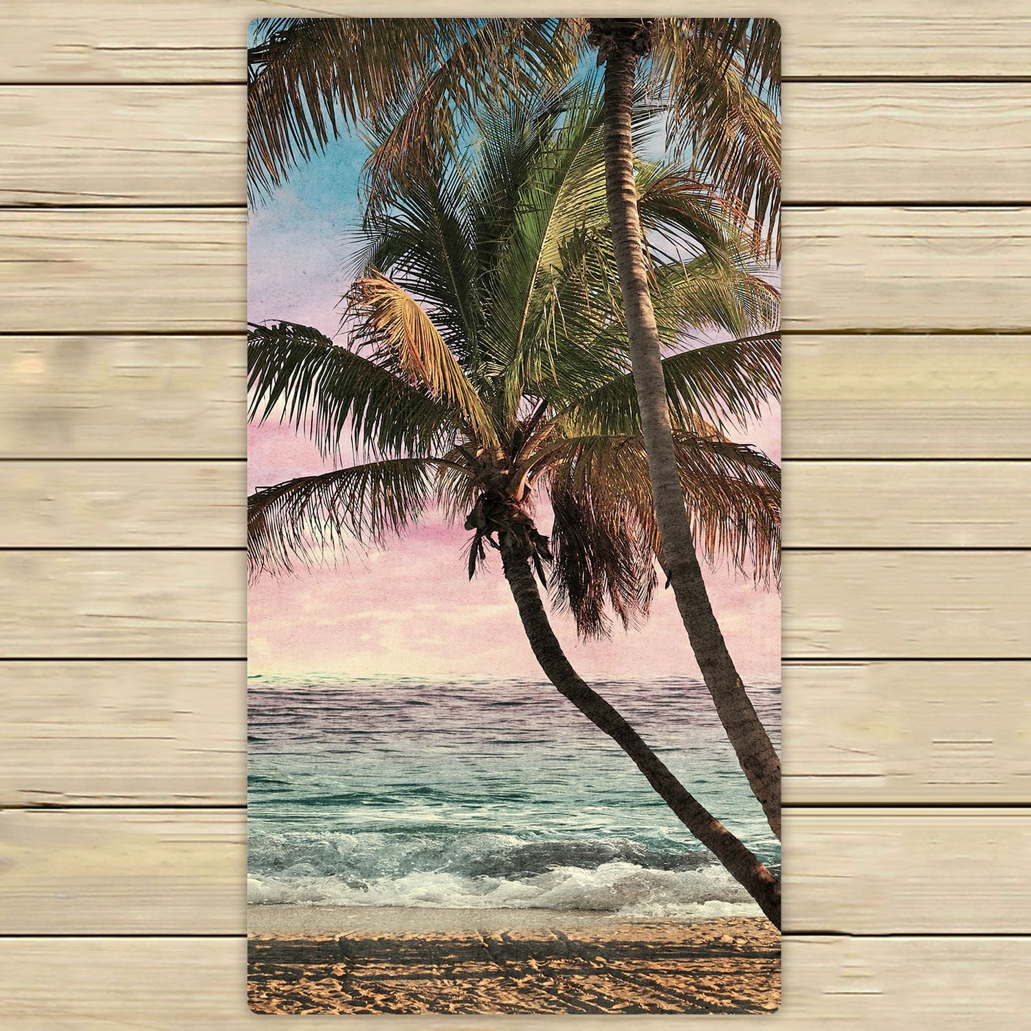 PHFZK Seascape Towel, Tropical Beach Palm Tree Artwork Hand Towel Bath