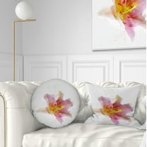 Designart Watercolor Pink Lily Flower Sketch - Floral Throw Pillow - 12x20