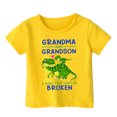 thumbnail image 1 of 2024 Spring And Summer New Baby Saurus Dinosaur Cartoon Print Top Children'S Loose Short-Sleeved Pullover - Yellow 4, 1 of 2