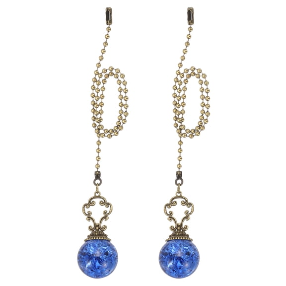 Uxcell 2 Pcs 15" Crystal Ceiling Fan Pull Chain, Blue ( Ball)