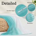 thumbnail image 6 of Aqua White Ombre King Size Pillow Cover, Pillowcase Protectors with Zipper, Breathable Decorative Throw Pillow Case Cover, Chic Modern Funny Abstract Striped Art Pillow Shams for Couch Sofa 20x36Inch, 6 of 8
