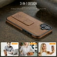 thumbnail image 2 of for iPhone 16 Phone Case, Vintage Magnetic Finger Hand Wrist Strap Kickstand Shockproof Protective PU Leather Thin Fit Anti-Scratch Cover Compatible with iPhone 16, Brown, 2 of 6