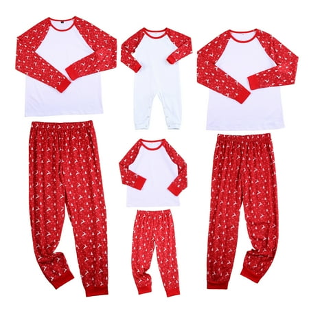 

Christmas Parent-Child Nightclothes Cartoon Elk Print Pajamas Family Matching Set Soft Long Pants / Infants Romper 2PCS Outfits Nightwear Sleepwear