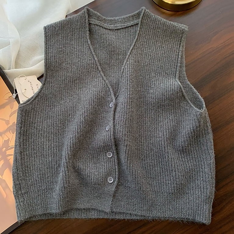 ZACPNCV Sweater Vest Top for Women's Solid Color V-neck Single