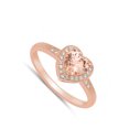thumbnail image 4 of CHOOSE YOUR COLOR Heart Champagne CZ Love Halo Ring .925 Sterling Silver Band Orange Female Size 10, 4 of 4