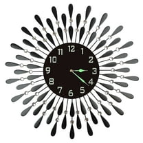 LuLu Decor, Black Drop Metal Wall Clock 23”, 9.5” Black Glass Dial with Arabic Numbers, Decorative Night Dial Clock for Living Room, Bedroom, Office Space