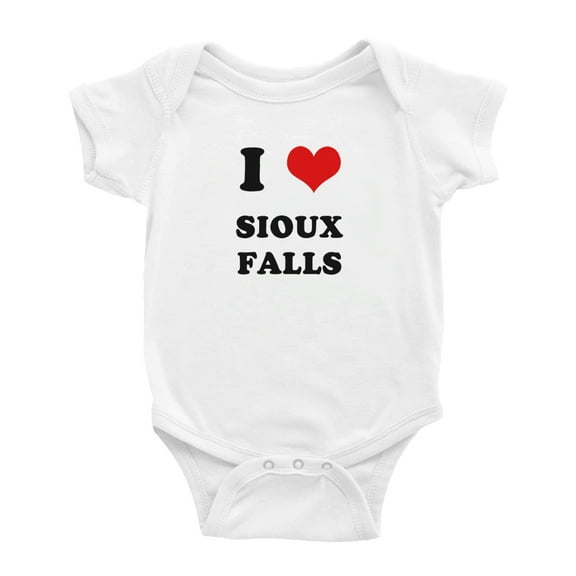 I Heart Sioux Falls Love Funny Baby Bodysuits (White, 0-3 Months)