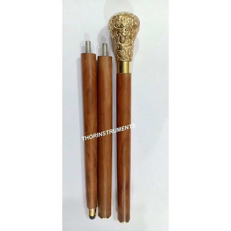 Collectible Walking Stick Brass Handle Cane Wooden Nautical Marine