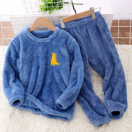 

Hunpta Toddler Kids Boys Girls Winter Long Sleeve Cartoon Prints Fleece Pajamas Tops Pants 2PCS Outfits Clothes Set