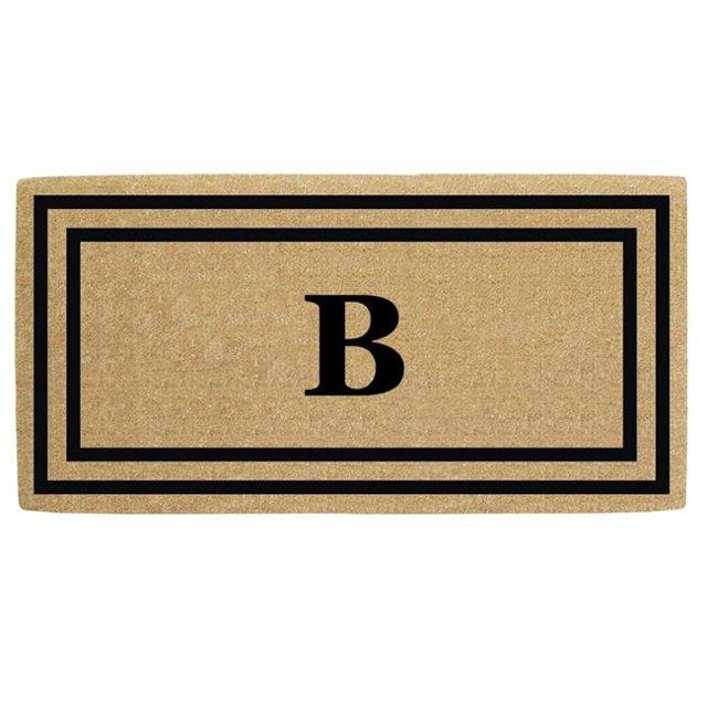 Nedia Home O2169B 30 x 48 Po Mince Double Cadre Photo Résistant de la Porte de Coco Mat&44; Monogramme B - Noir