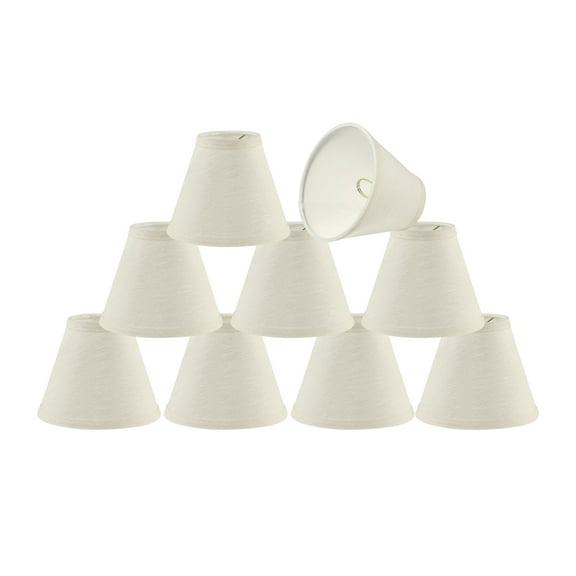 Aspen Creative 32127-9 Small Hardback Empire Shape Chandelier Clip-On Lamp Shade Set (9 Pack), Transitional Design in Off White, 6" bottom width (3" x 6" x 5")