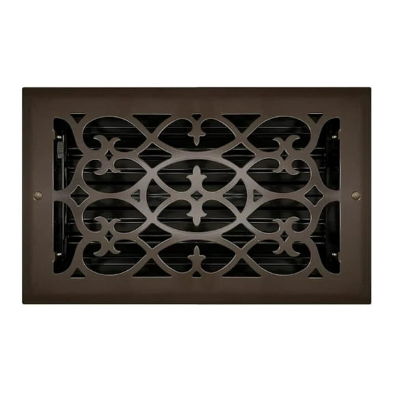 Oil Rubbed Bronze Plated Steel Victorian Register for Floor/Wall Use - 6" x 10"
