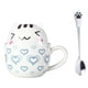 thumbnail image 1 of Taza Doble de Cerámica Gato Kawaii Corazones Azules HappyWare Corazones Azul, 1 of 3