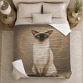 thumbnail image 5 of Siamese Cat Portrait on Taupe Background, Elegant Vintage Style for Cat Lovers, Classic Blue Eye Cat Scene and Birthday Gift, Soft Flannel Blanket for Bedroom and Guest Room, Home Decor, 5 of 9