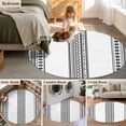 thumbnail image 6 of White Boho Large Area Rugs for Bedroom Living Room, Soft Non Slip Carpet Bedside Rug, Farmhouse Simple Abstract Striped Geometric Round Floor Cover Kitchen Accent Rug 5' for Dining Room/Office, 6 of 9