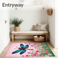 thumbnail image 3 of ODIKA 6'x9' Machine Washable Non-Slip Area Rug, Vibrant Dragonfly Meadow Needlework Tapestry Embroidery Project High Traffic Rug with Pad, Pink, 640982, 3 of 8