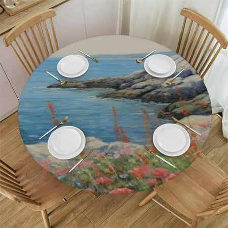 

Autua Flowers Sailboat Round Table Cover Stain Resistant Washable Indoor Outdoor Kitchen Dining Wedding Parties Tablecloth 100% Polyester Fiber 46 -50
