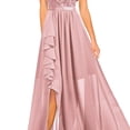 thumbnail image 2 of Vestido de noche para mujer, largo, elegante, de encaje, para cóctel, liso, largo, cuello redondo, manga media, vestido de novia con cremallera, vestido de novia, vestido de dama de honor, 2 of 5
