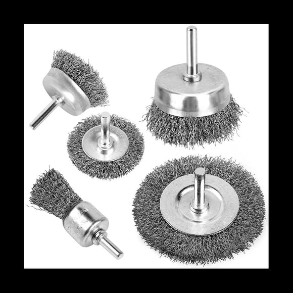 Wire Brush for Drill, Wire Wheel Brush Cup Set, Stripping and Drill Attachment,1 x 75 mm wire wheel brush 1 x 50mm wire wheel brush 1 x 50mm wire cup brush 1 x 65mm wire cup brush 1 x 25mm wire brush