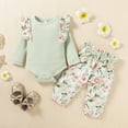 thumbnail image 6 of Dooleck Pit Strip Girl Baby Clothes Newborn Outfit Ruffle Floral Print Pants Set Sleepwear, 6 of 12